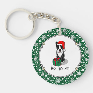 KerstSanta Boston Terrier (zwart) Cute Sleutelhanger