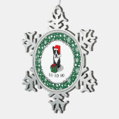 KerstSanta Boston Terrier (zwart) Cute Tin Sneeuwvlok Ornament (Rechts)