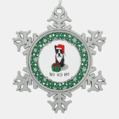 KerstSanta Boston Terrier (zwart) Cute Tin Sneeuwvlok Ornament (Voorkant)