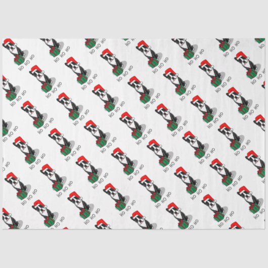 KerstSanta Boston Terrier (zwart) Cute Tissuepapier (Voorkant)