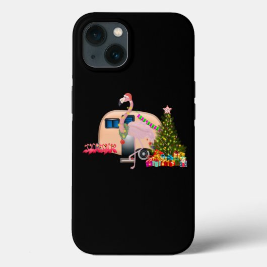 kerstsanta claus flamingo - Roze Kerstman Case-Mate iPhone Case (Achterkant)