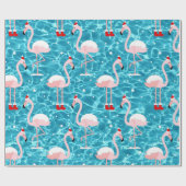 kerstsanta flamingo cadeaupapier (Vlak)