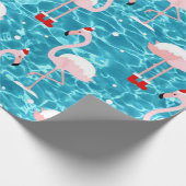 kerstsanta flamingo cadeaupapier (Hoek)