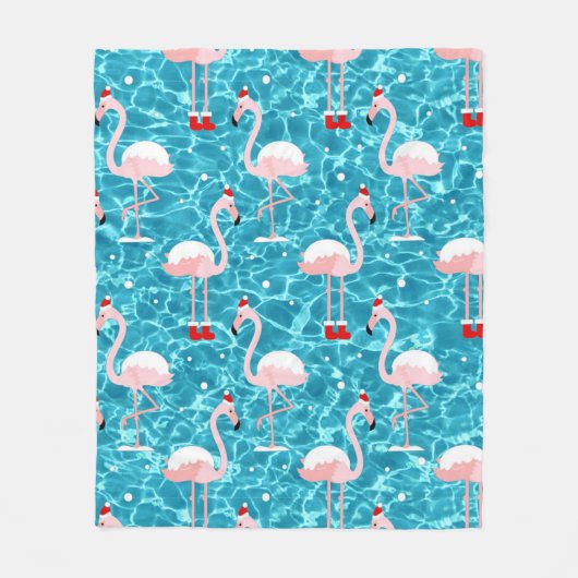 kerstsanta flamingo fleece deken (Voorkant)