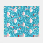 kerstsanta flamingo fleece deken (Voorkant (Horizontaal))