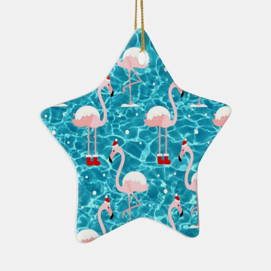 kerstsanta flamingo keramisch ornament (Rechts)