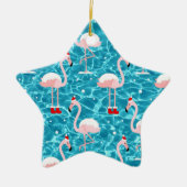 kerstsanta flamingo keramisch ornament (Voorkant)