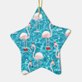 kerstsanta flamingo keramisch ornament (Links)