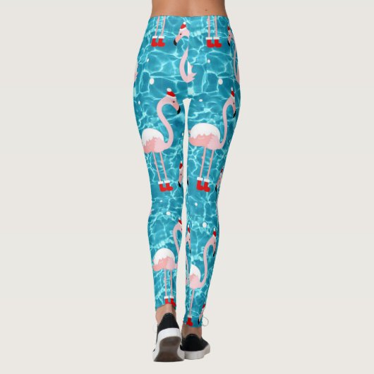 kerstsanta flamingo leggings (Achterkant)
