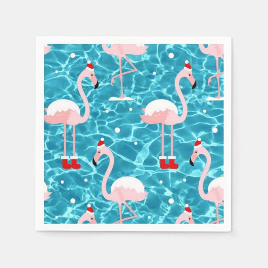 kerstsanta flamingo servet (Voorkant)