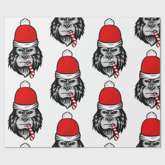 kerstsanta gorilla cadeaupapier (Vlak)