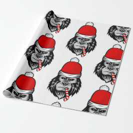 kerstsanta gorilla cadeaupapier