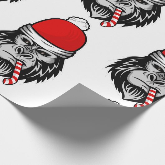 kerstsanta gorilla cadeaupapier (Hoek)
