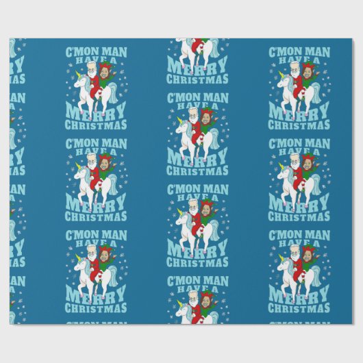 kerstsanta joe biden kamala harris unicorn cadeaupapier (Vlak)