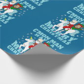 kerstsanta joe biden kamala harris unicorn cadeaupapier (Hoek)