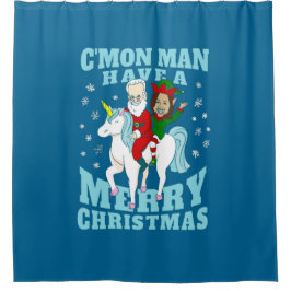 kerstsanta joe biden kamala harris unicorn douchegordijn