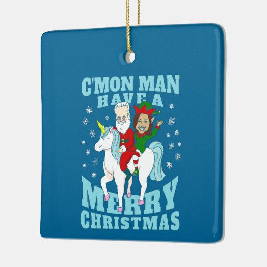 kerstsanta joe biden kamala harris unicorn keramisch ornament (Links)