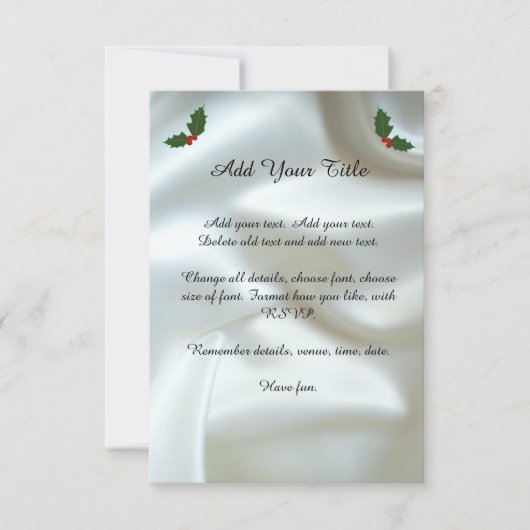 Kerstsatin en Holly Custom Wedding Invite Kaart (Voorkant)