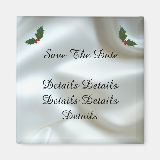 Kerstsatin en Holly Custom Wedding Magnet (Voorkant)