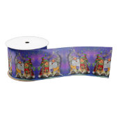 Kerstsatin Ribbon Couple Gnomen Singing Satijnen Lint (Spoel)