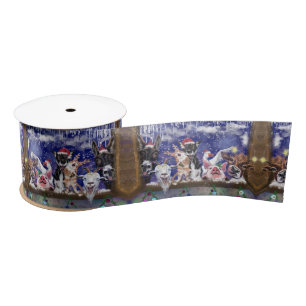 Kerstsatin Ribbon Gift Animal Celebration Satijnen Lint