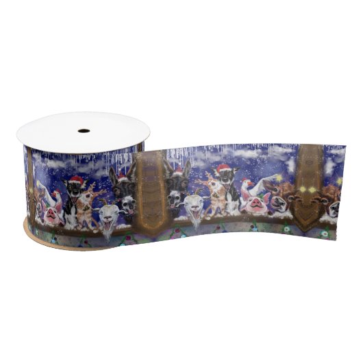 Kerstsatin Ribbon Gift Animal Celebration Satijnen Lint (Spoel)