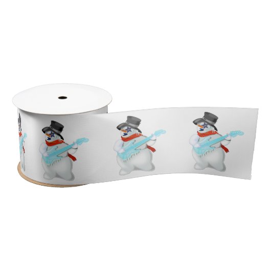 Kerstsatin Ribbon Gift Snowman Rock Satijnen Lint (Spoel)
