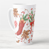 Kerstscans, kaneel en patroonpatroon latte mok (Linkerhoek)