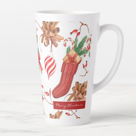 Kerstscans, kaneel en patroonpatroon latte mok (Rechts)