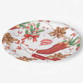 Kerstscans, kaneel en patroonpatroon papieren bordje (Gekanteld)