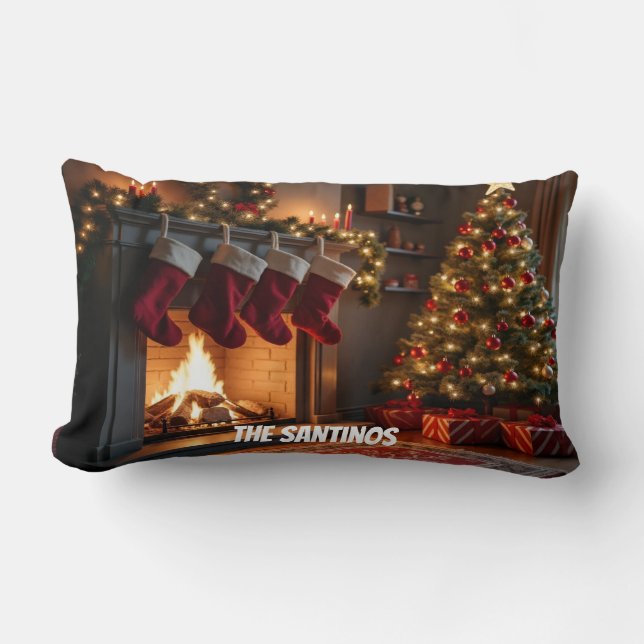 Kerstscène binnenshuis kussen (Voorkant)