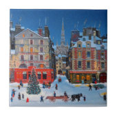 kerstscène buiten tegeltje (Voorkant)