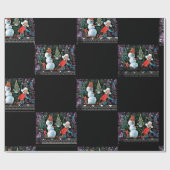 Kerstscène Checkerboard zwart inpakpapier (Vlak)