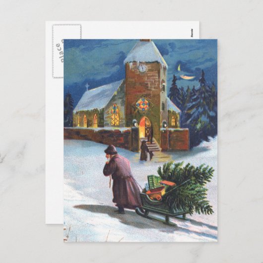 kerstscène feestdagenkaart (Voorkant / Achterkant)