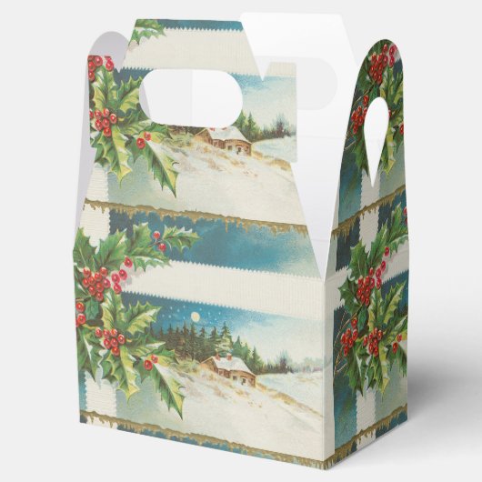 Kerstscène Holly Snow Winter Bedankdoosjes (Geopend)