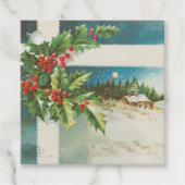 Kerstscène Holly Snow Winter Bedankjes Labels (Voorkant)