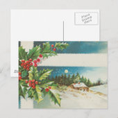 Kerstscène Holly Snow Winter Briefkaart (Voorkant / Achterkant)