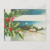 Kerstscène Holly Snow Winter Briefkaart (Voorkant)