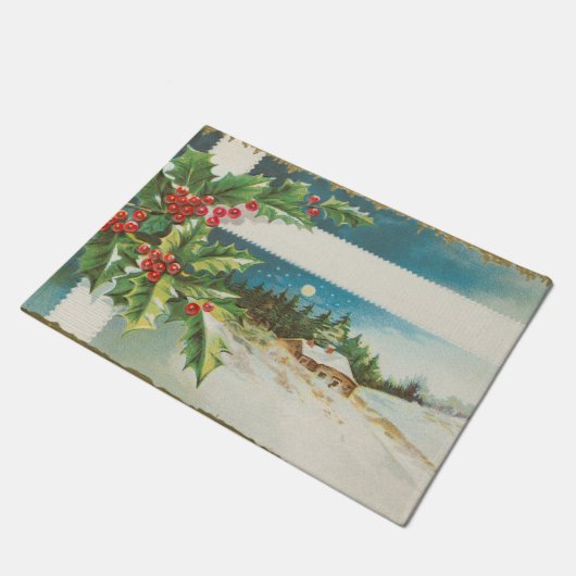 Kerstscène Holly Snow Winter Deurmat (Schuin)