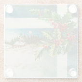 Kerstscène Holly Snow Winter Glazen Onderzetter (Achterkant)