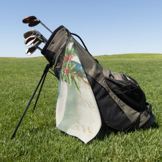 Kerstscène Holly Snow Winter Golfhanddoek (Groen)