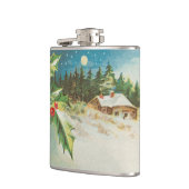 Kerstscène Holly Snow Winter Heupfles (Links)