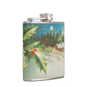 Kerstscène Holly Snow Winter Heupfles (Rechts)