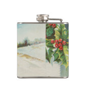 Kerstscène Holly Snow Winter Heupfles (Achterkant)