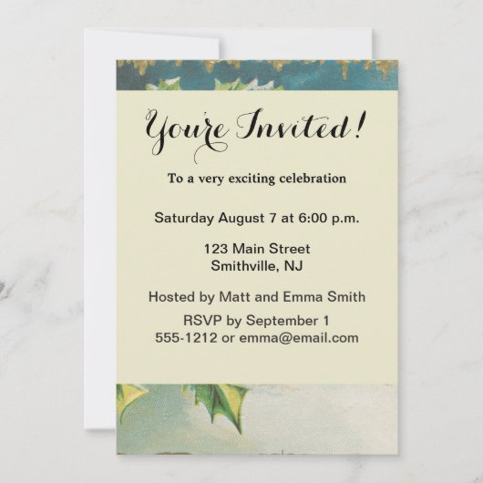 Kerstscène Holly Snow Winter Kaart (Voorkant)