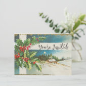 Kerstscène Holly Snow Winter Kaart (Staand voorkant)