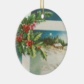 Kerstscène Holly Snow Winter Keramisch Ornament (Rechts)