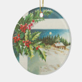 Kerstscène Holly Snow Winter Keramisch Ornament (Links)