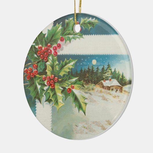 Kerstscène Holly Snow Winter Keramisch Ornament (Links)
