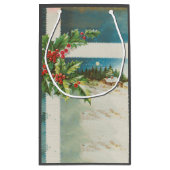 Kerstscène Holly Snow Winter Klein Cadeauzakje (Achterkant)